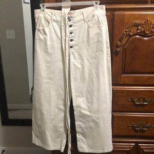 Cream color wide legged pants with belt